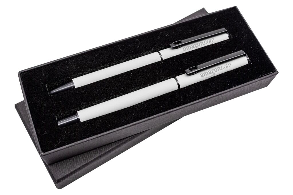 Rubber Roller and Metal Ballpoint Pen Set