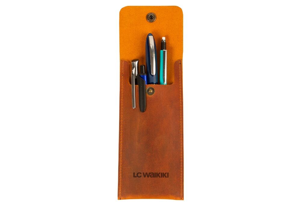 Genuine Leather Snap Pen Case