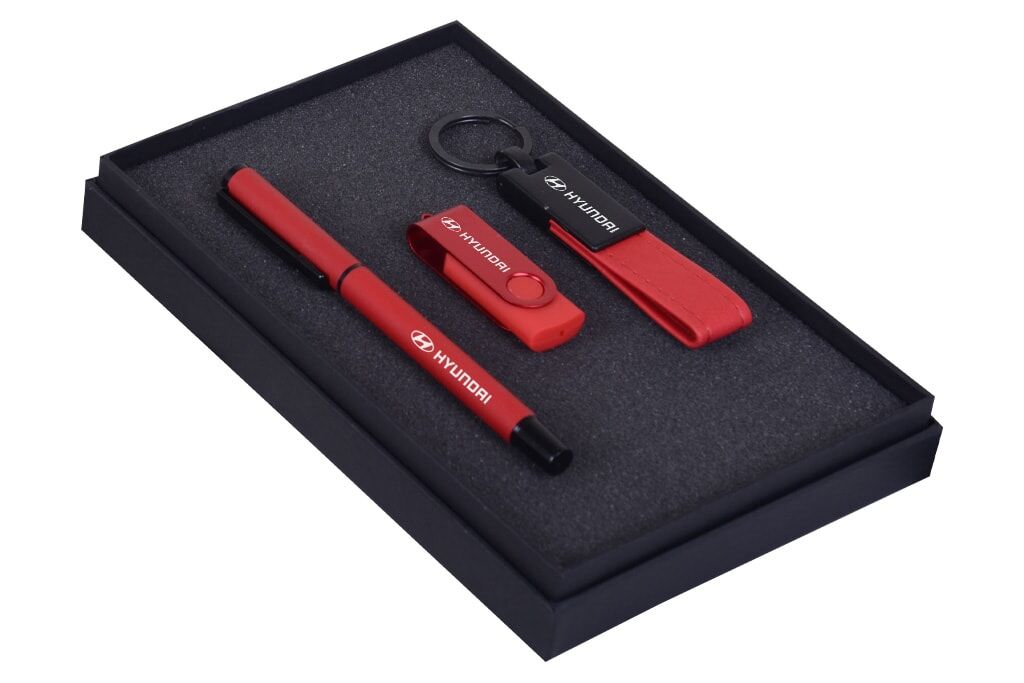 Ballpoint Pen, USB Drive, and Keychain Set